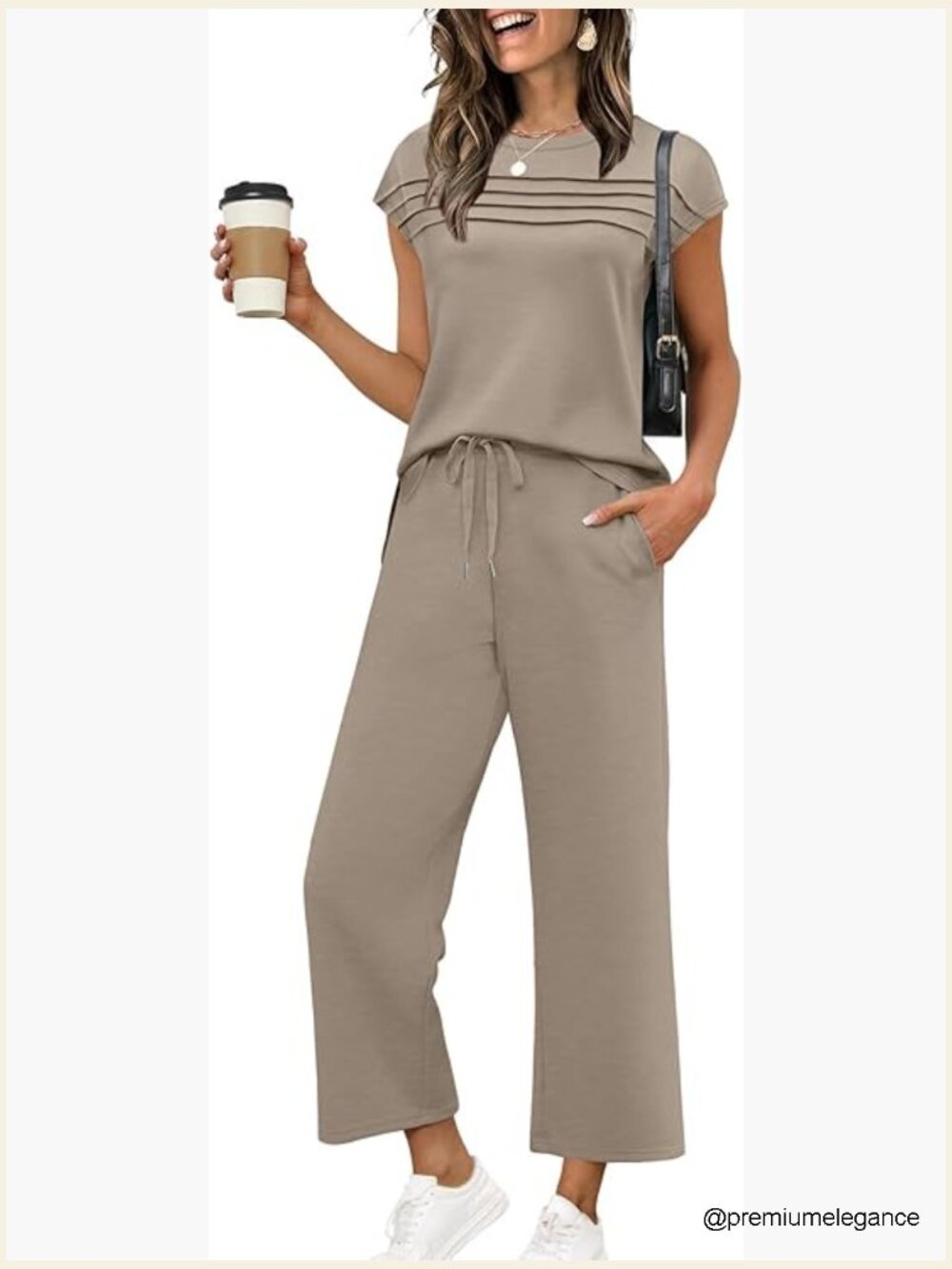 Cap Sleeve Two Piece Set Wide Leg Lounge Matching Outfits S-3XL